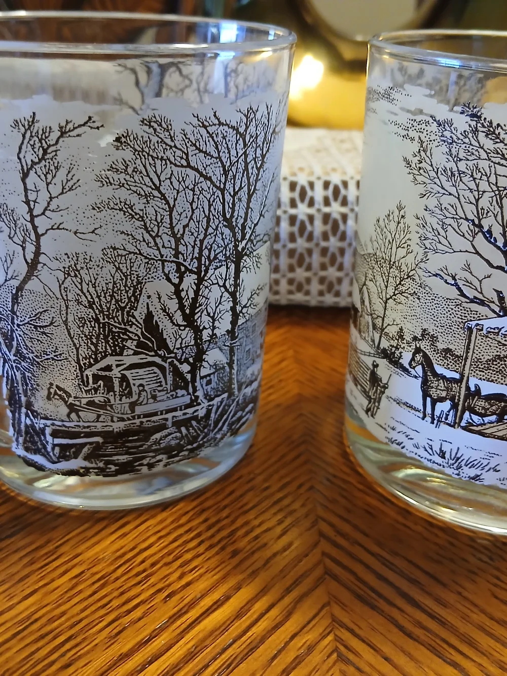 Currier & Ives rocks glasses